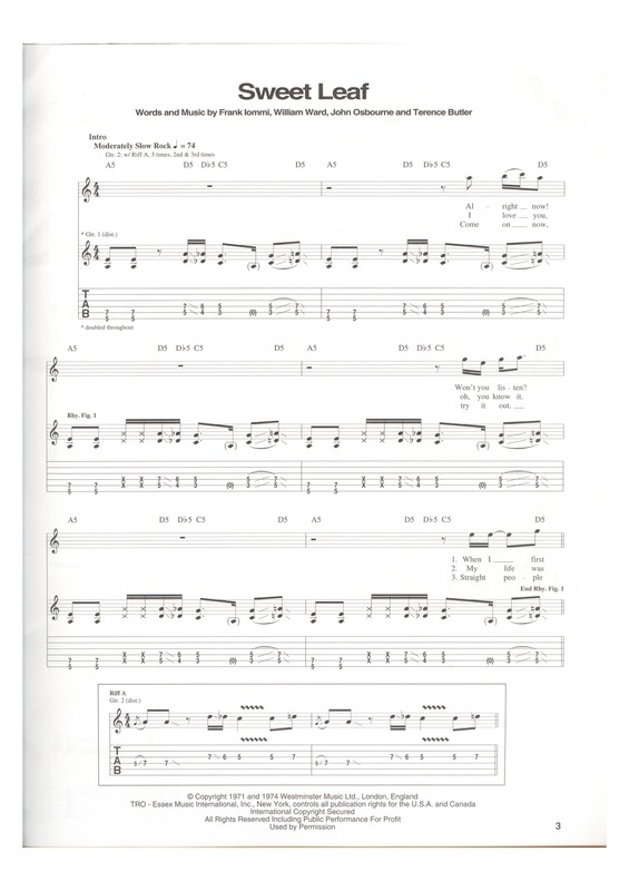 Partitura da música Sweet Leaf