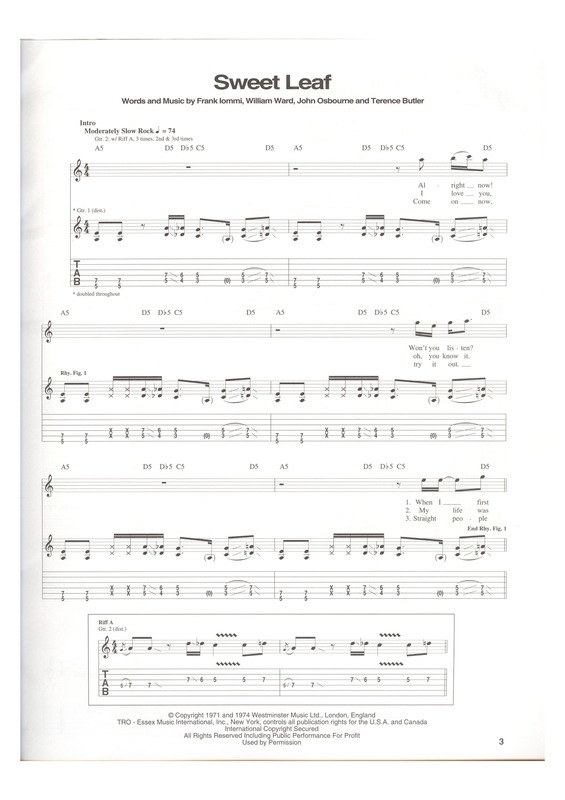 Partitura da música Sweet Leaf