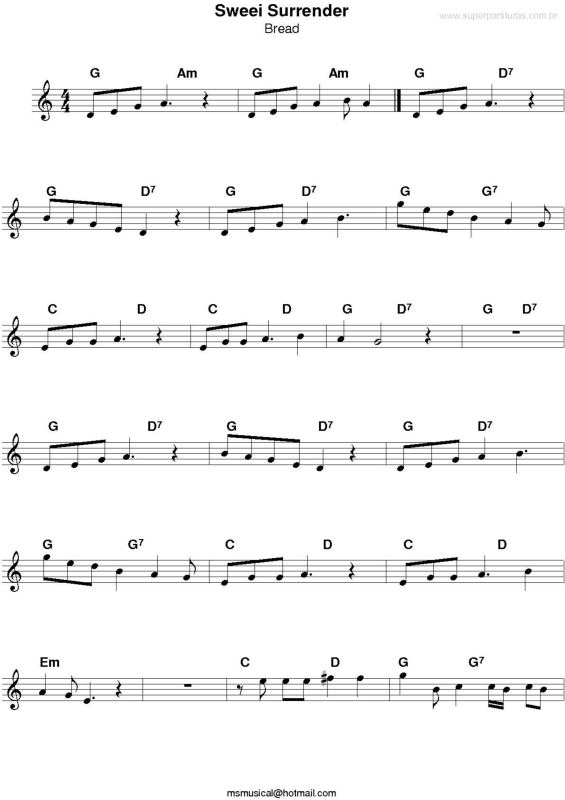 Partitura da música Sweet Surrender