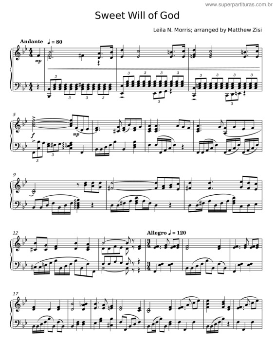 Partitura da música Sweet Will Of God – Leila N. Morris