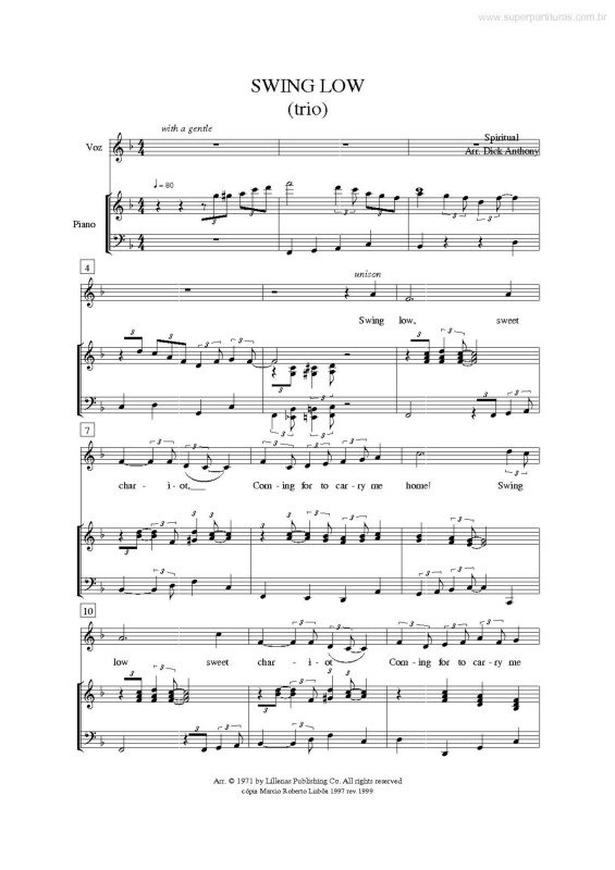 Partitura da música Swing Low