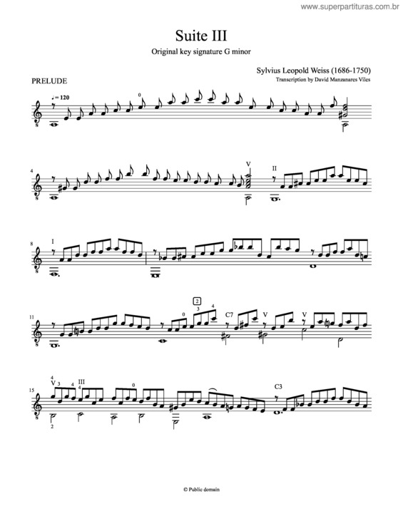 Partitura da música Sylvius Leopold Weiss – Lute Suite Iii
