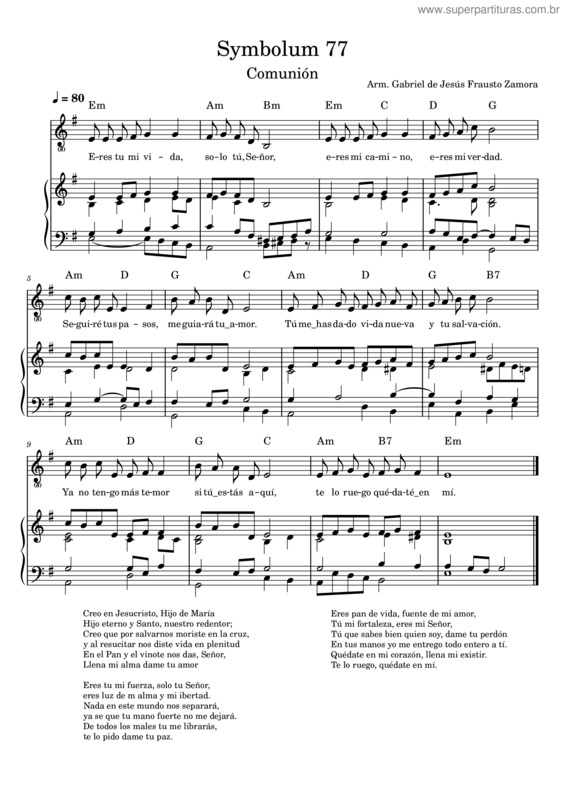 Partitura da música Symbolum 77 – Misc Praise Songs – Comunión – Arm. Gabriel De Jesús Frausto Zamora