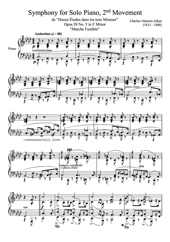 Partitura da música Symphony For Solo Piano 2nd Movement Opus 39 No. 4 In F Minor