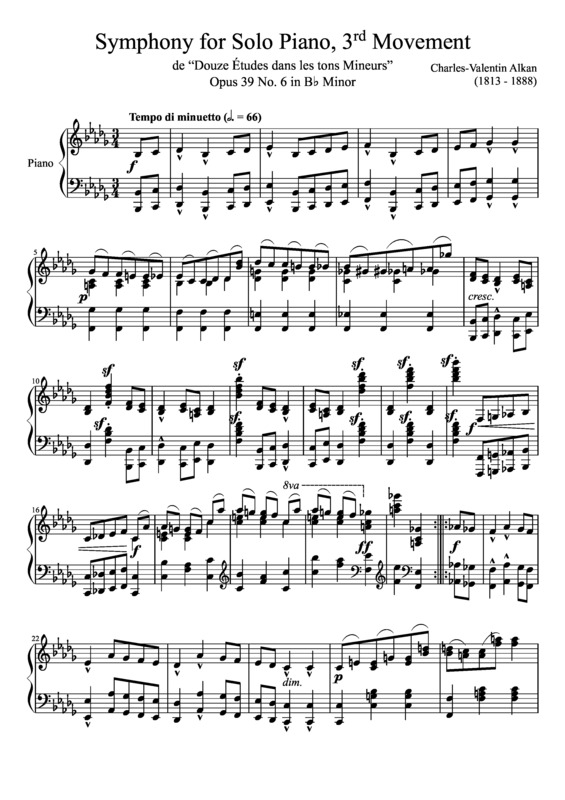 Partitura da música Symphony For Solo Piano 3rd Movement Opus 39 No. 4 In Bb Minor
