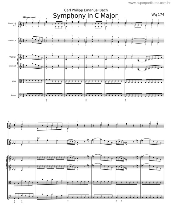 Partitura da música Symphony In C Major, H.649 – Carl Philipp Emanuel Bach