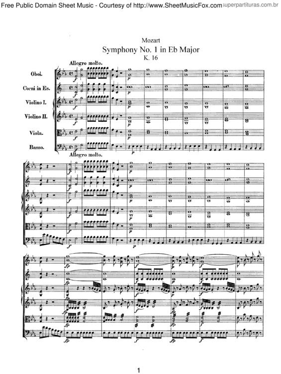 Partitura da música Symphony No. 1 v.2