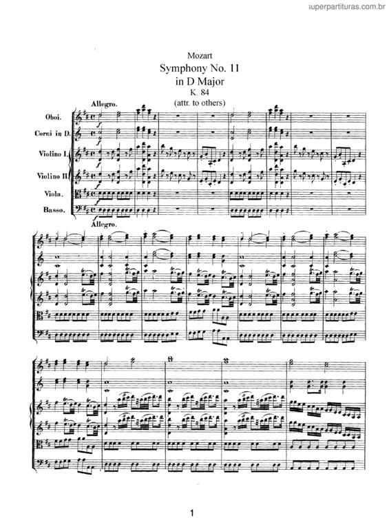 Partitura da música Symphony No. 11