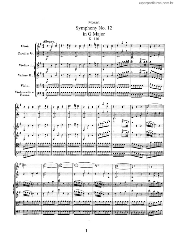 Partitura da música Symphony No. 12
