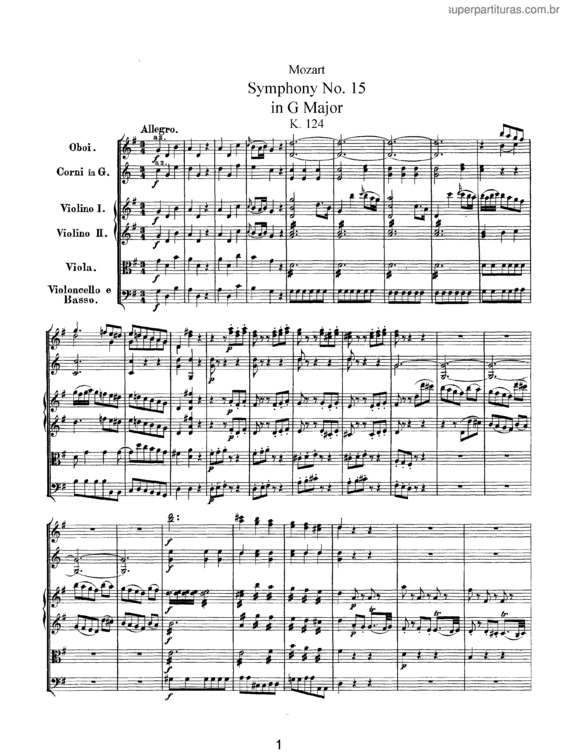 Partitura da música Symphony No. 15