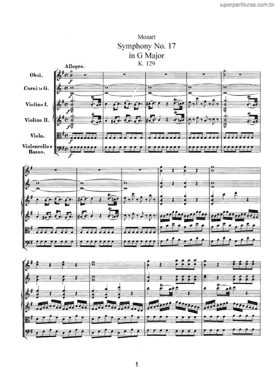 Partitura da música Symphony No. 17