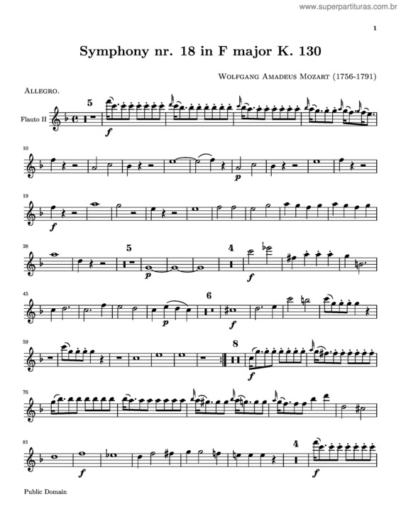 Partitura da música Symphony No. 18 v.11