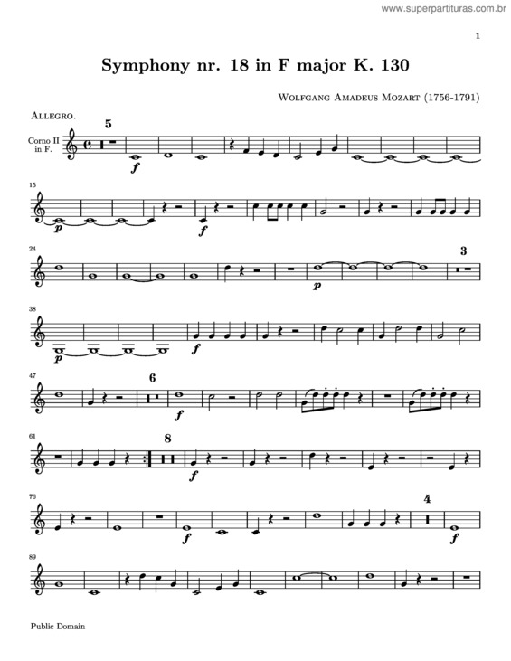 Partitura da música Symphony No. 18 v.5