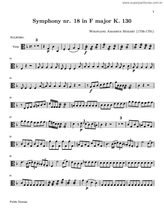 Partitura da música Symphony No. 18 v.6