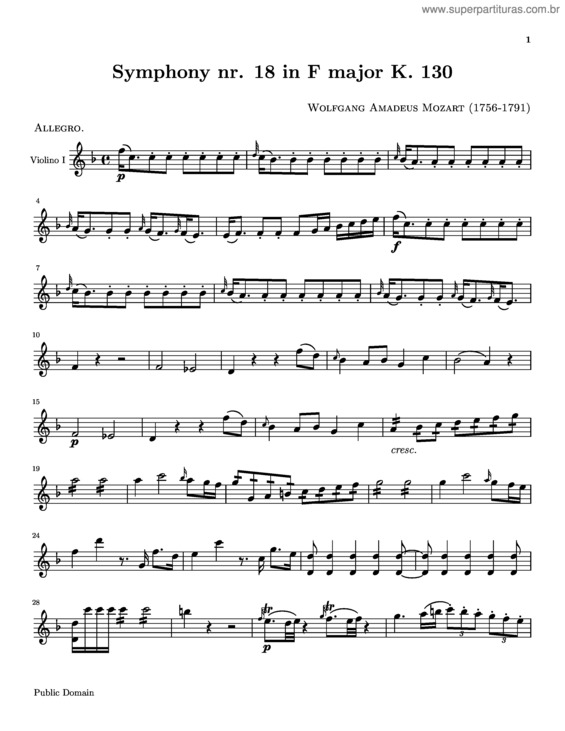 Partitura da música Symphony No. 18 v.7