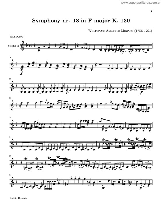 Partitura da música Symphony No. 18 v.8