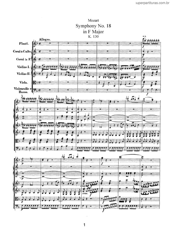 Partitura da música Symphony No. 18