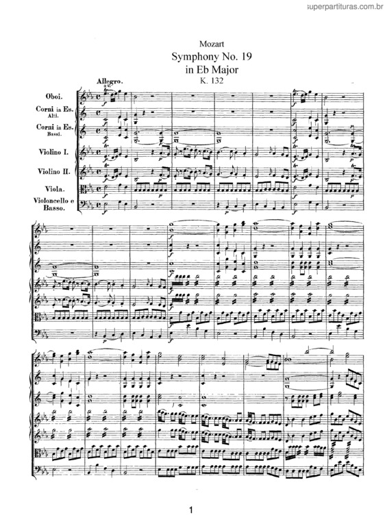 Partitura da música Symphony No. 19