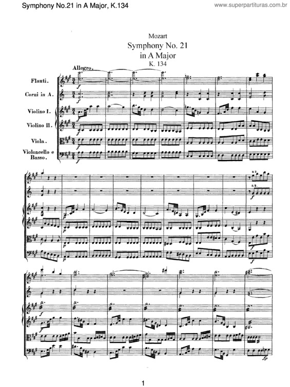 Partitura da música Symphony No. 21