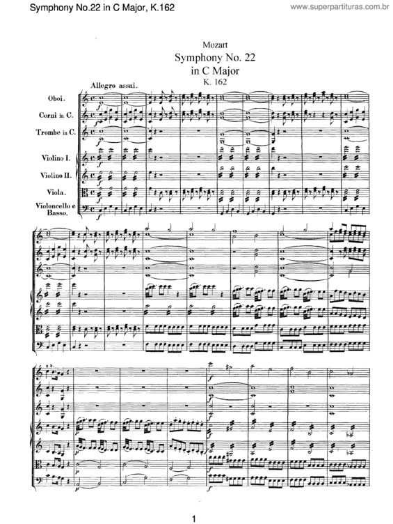 Partitura da música Symphony No. 22