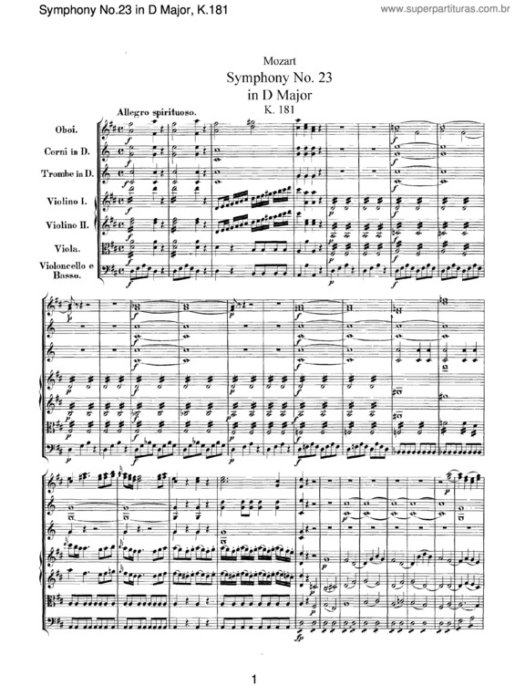 Partitura da música Symphony No. 23