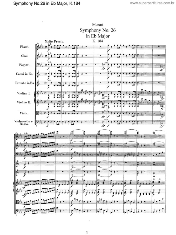 Partitura da música Symphony No. 26