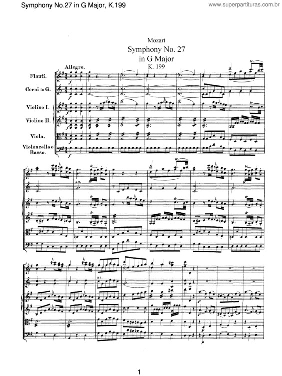 Partitura da música Symphony No. 27