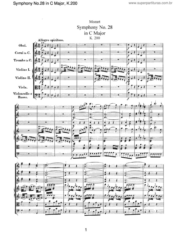 Partitura da música Symphony No. 28