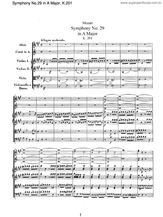 Partitura da música Symphony No. 29