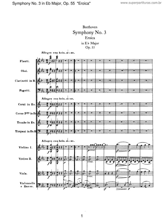 Partitura da música Symphony No. 3 `Eroica`