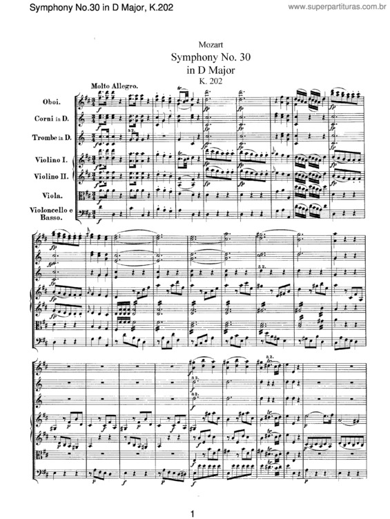 Partitura da música Symphony No. 30