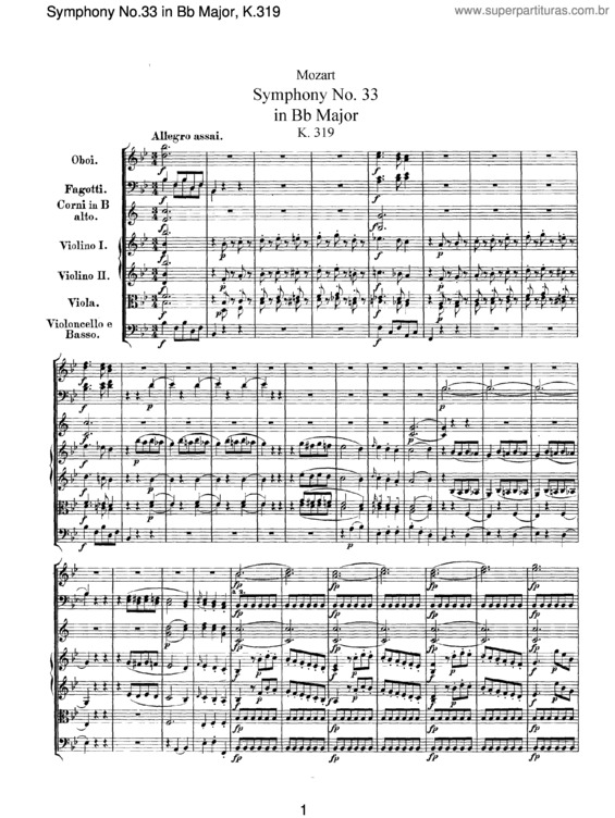Partitura da música Symphony No. 33