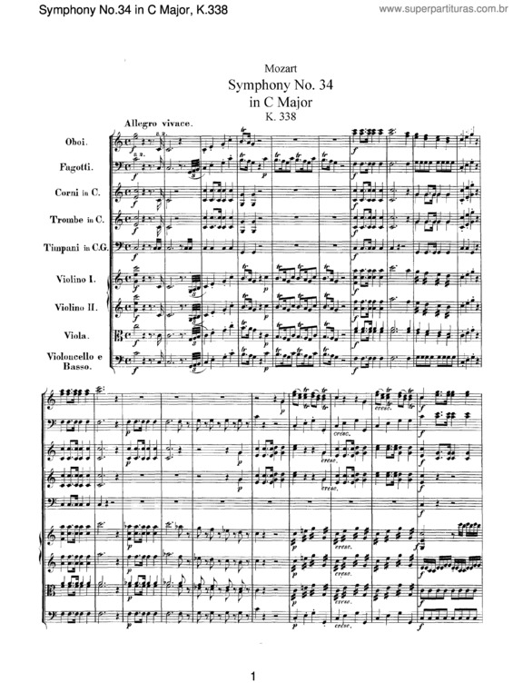 Partitura da música Symphony No. 34
