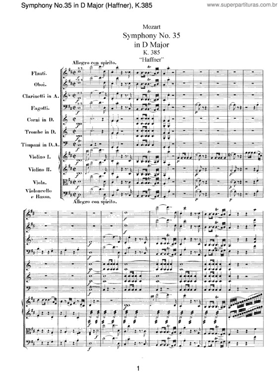 Partitura da música Symphony No. 35