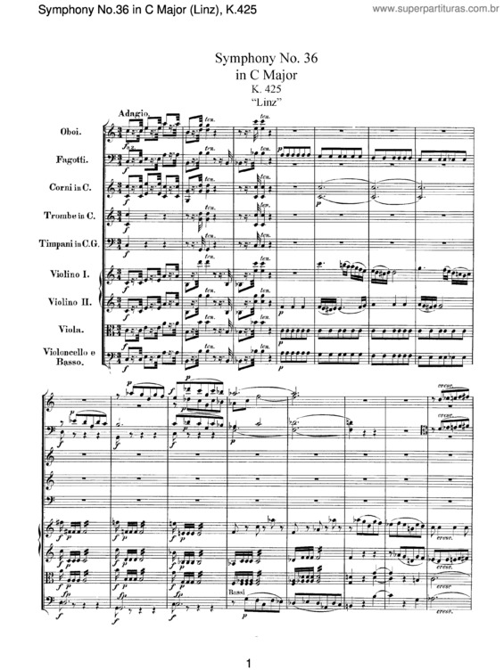 Partitura da música Symphony No. 36