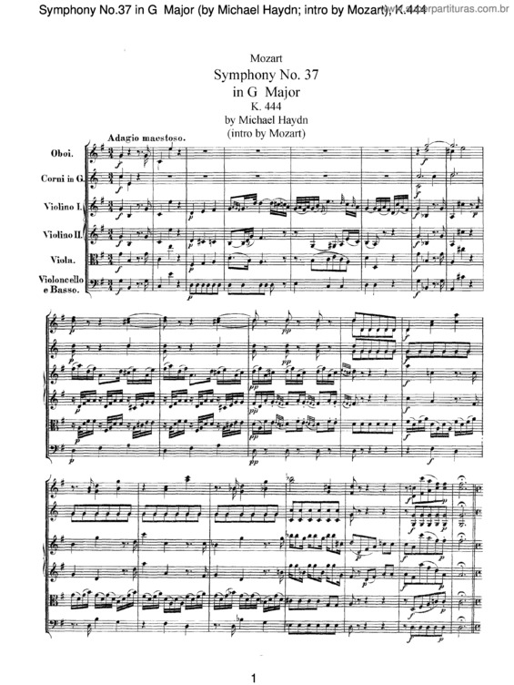 Partitura da música Symphony No. 37