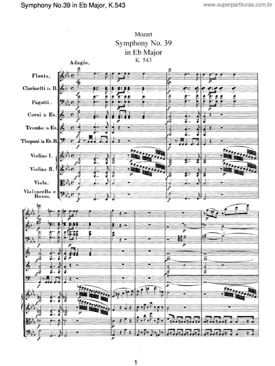 Partitura da música Symphony No. 39