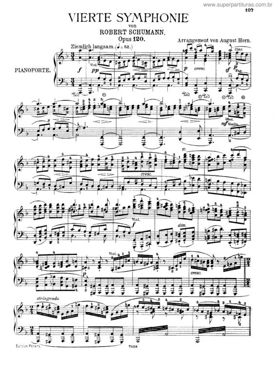 Partitura da música Symphony No. 4 in D Minor