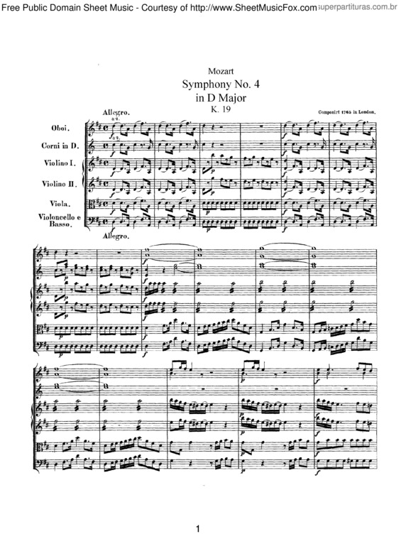 Partitura da música Symphony No. 4 v.7