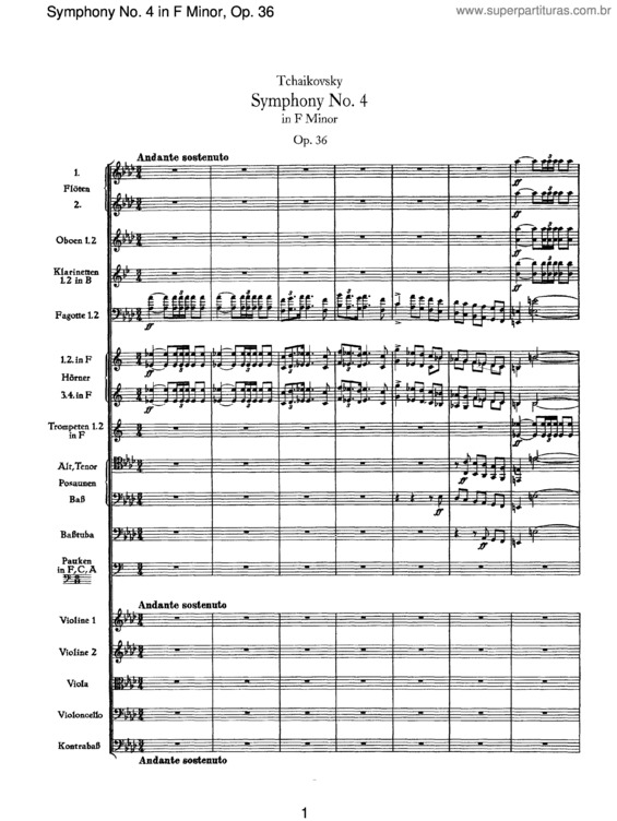 Partitura da música Symphony No. 4