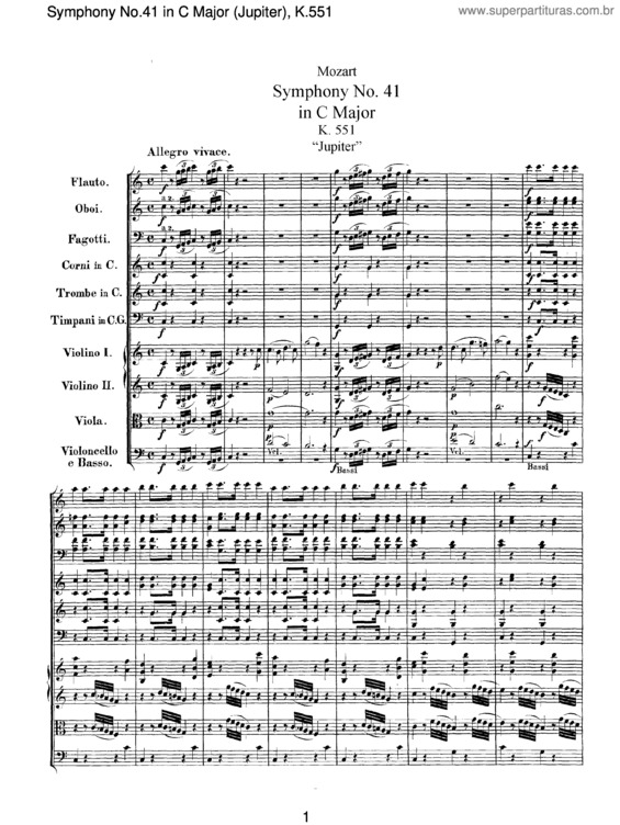 Partitura da música Symphony No. 41