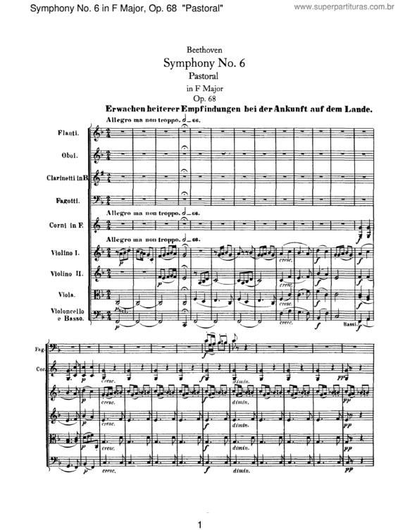 Partitura da música Symphony No. 6 `Pastoral` v.2