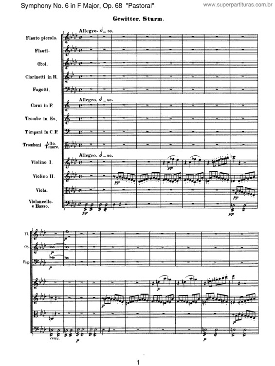 Partitura da música Symphony No. 6 `Pastoral` v.3