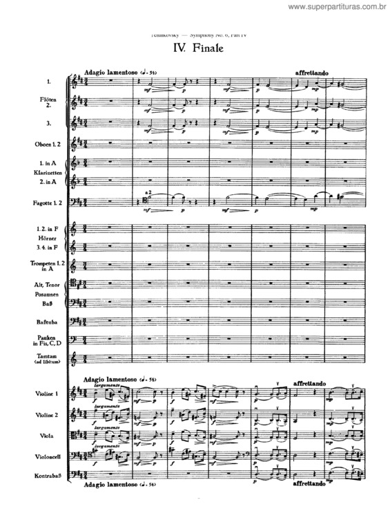 Partitura da música Symphony No. 6 `Pathétique`