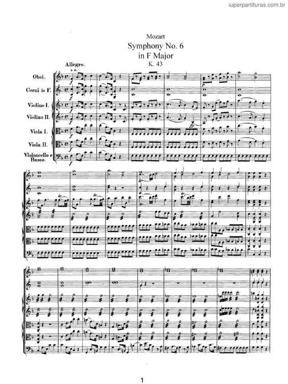Partitura da música Symphony No. 6