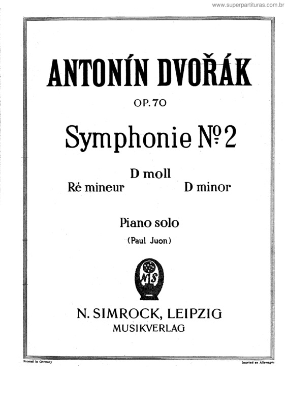 Partitura da música Symphony No. 7 in D minor