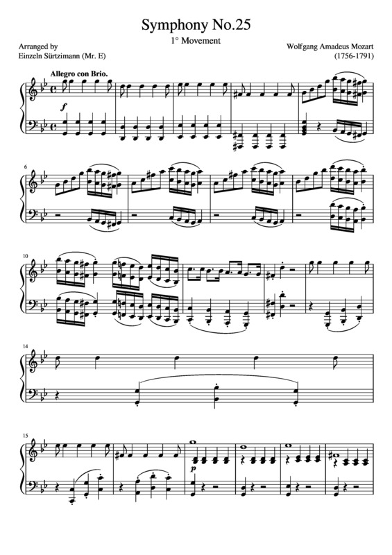 Partitura da música Symphony No.25