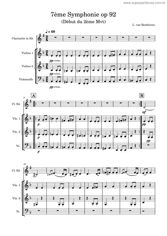 Partitura da música Symphony No.7, Op.92 – Ludwig Van Beethoven 7° Sinfonia Beethoven