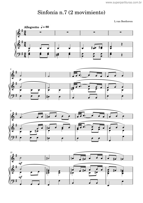 Partitura da música Symphony No.7, Op.92 – Ludwig Van Beethoven Sinfonía N