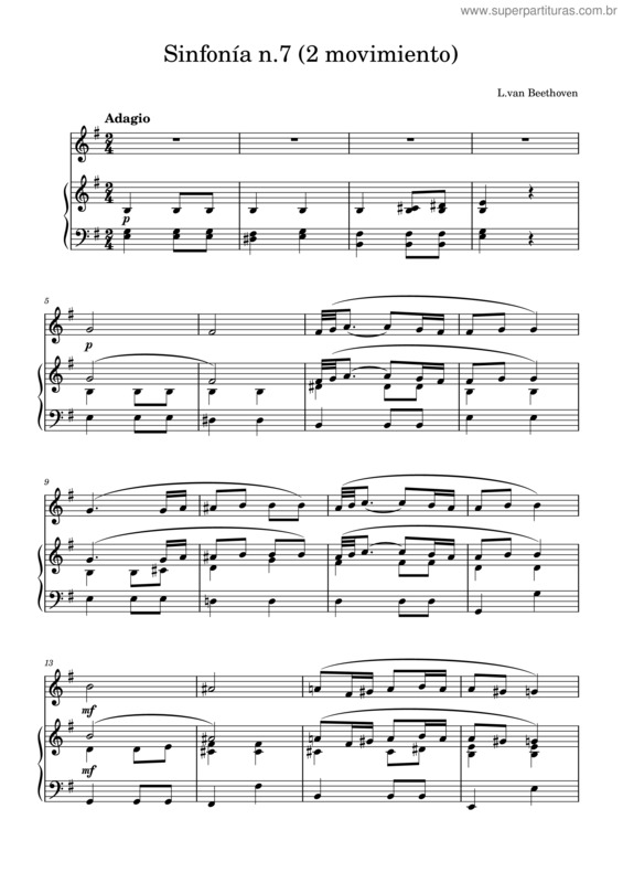 Partitura da música Symphony No.7, Op.92 – Ludwig Van Beethoven Sinfonía N7